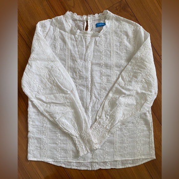 Tops - White Lacey Long/Mid Sleeve Blouse